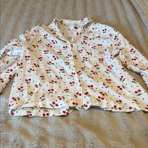 American Eagle Outfitters White Cherry-Print Pajama Top